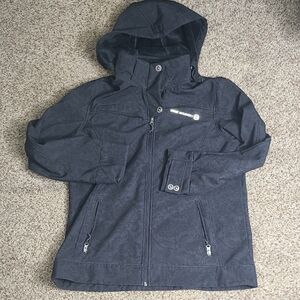 ⏰️🆑️⚡️Free Country Warm Lined Black Raincoat with Hooded Design